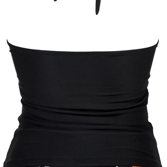 Women Sexy Halter Tankini Bathing Suit - Slimming Tummy Control Swimsuit in Retr - Picture 3 of 6